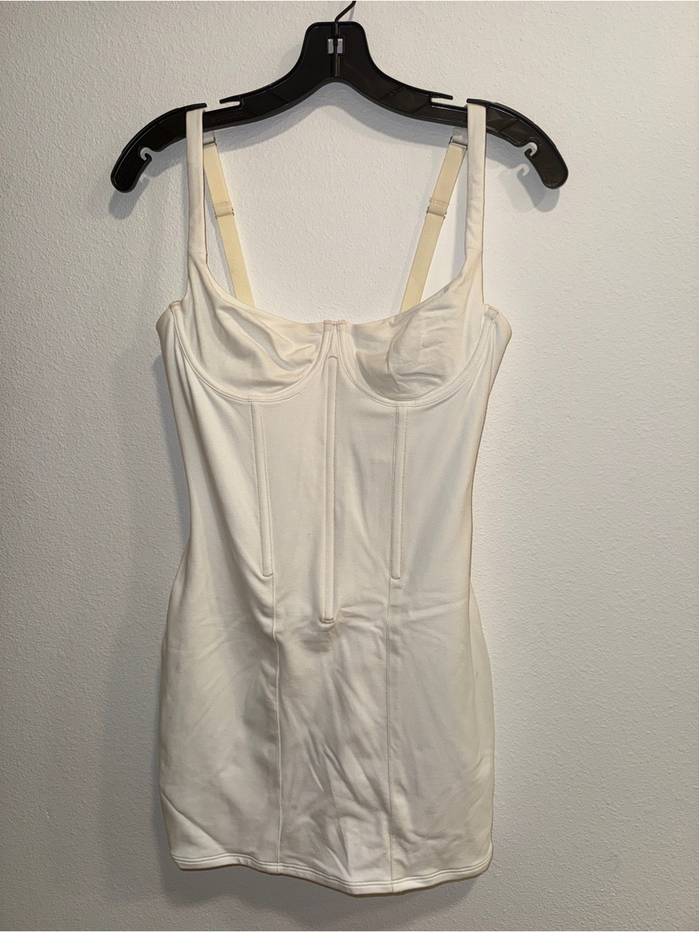 SKIMS Cream Corset Slip Dress with Built-In Cups & Adjustable Straps